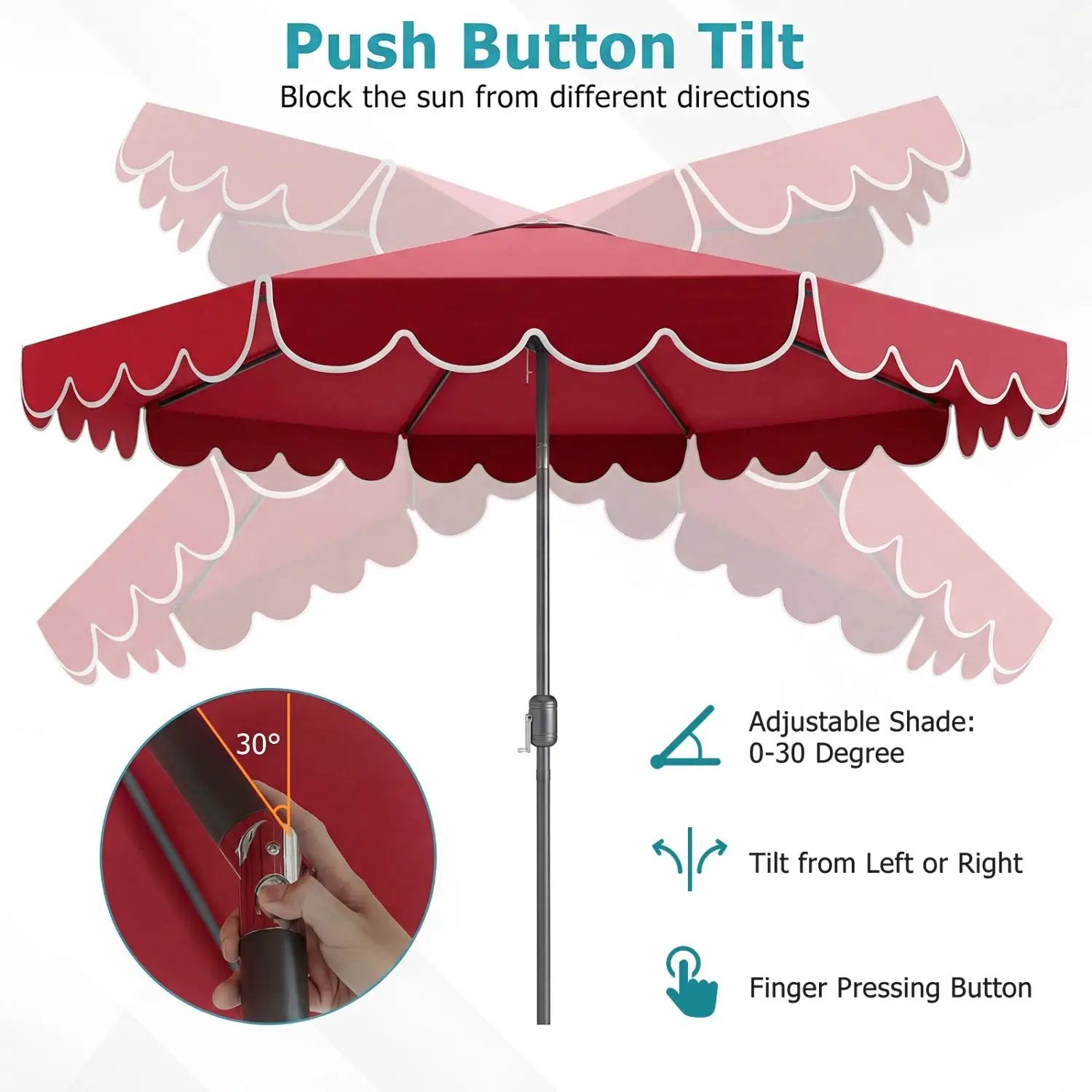 10 FT Patio Umbrella with Push Button Tilt and Crank by DirectDeals