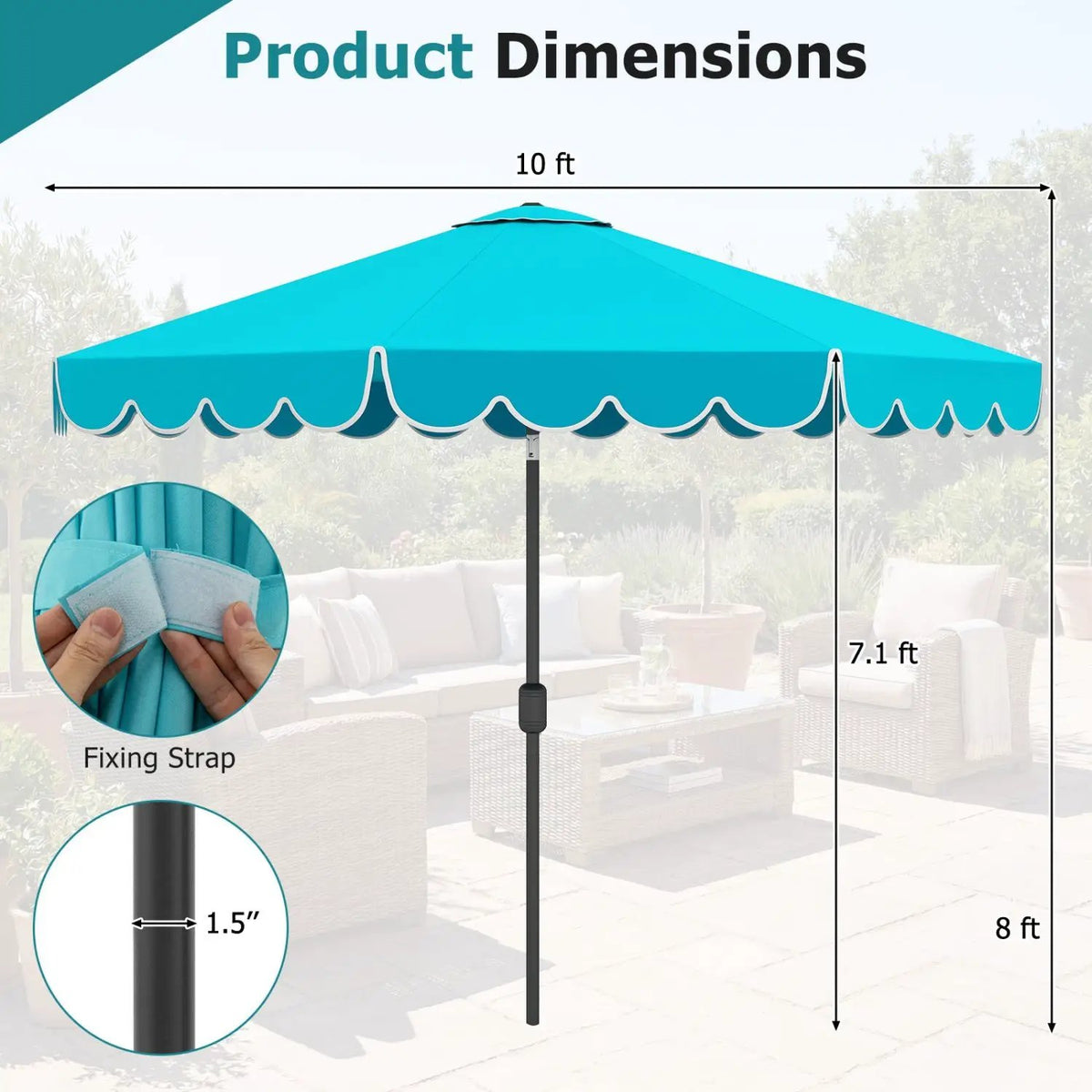 10 FT Patio Umbrella with Push Button Tilt and Crank, photo 24 of 40