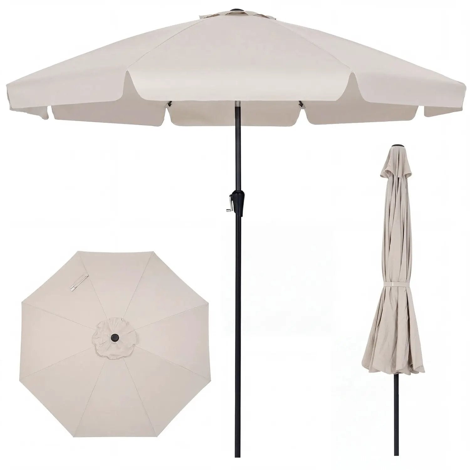 10 FT Scalloped Patio Umbrella with Push Button Tilt by DirectDeals