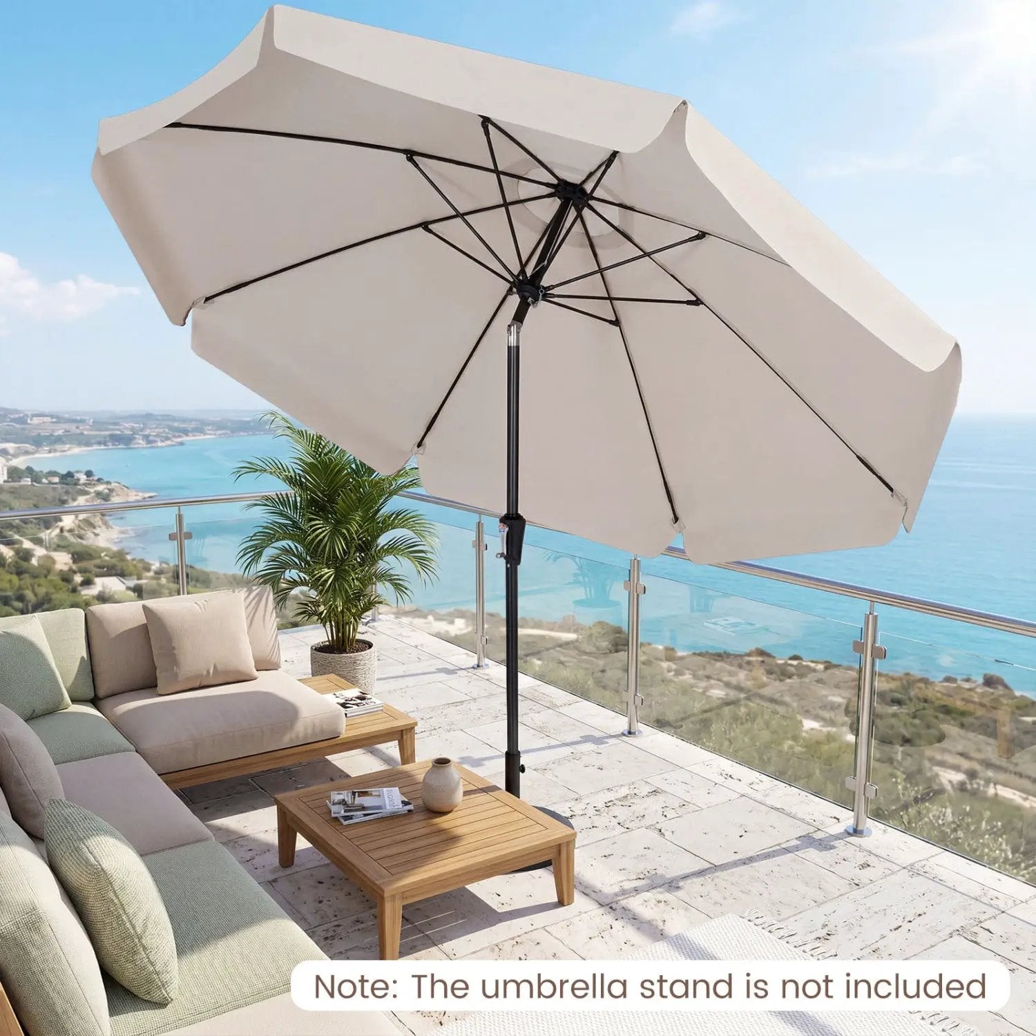 10 FT Scalloped Patio Umbrella with Push Button Tilt by DirectDeals