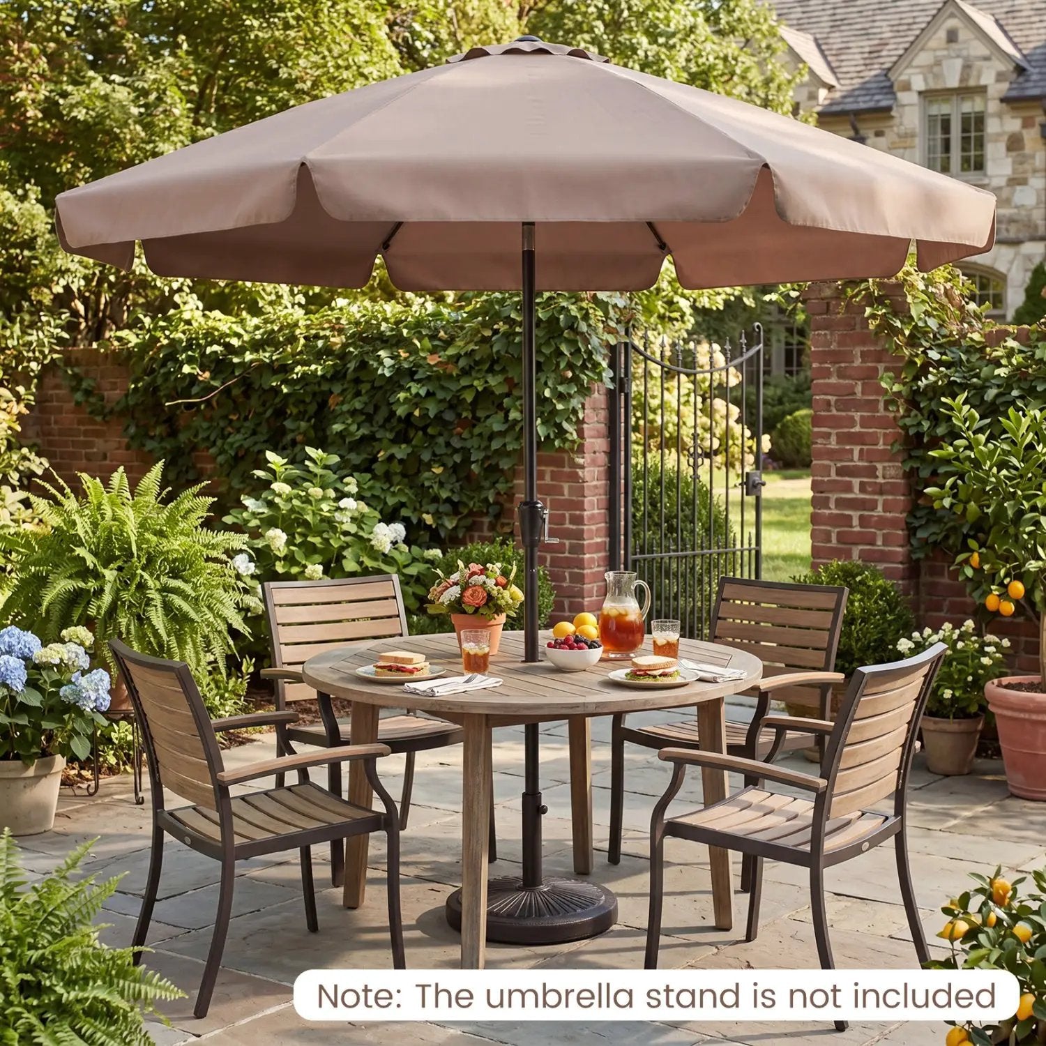 10 FT Scalloped Patio Umbrella with Push Button Tilt by DirectDeals