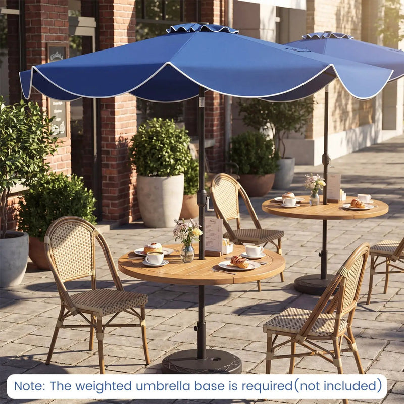 10 FT Scalloped Solar Patio Umbrella with 24 LED Lights and Tilt Adjustment by DirectDeals