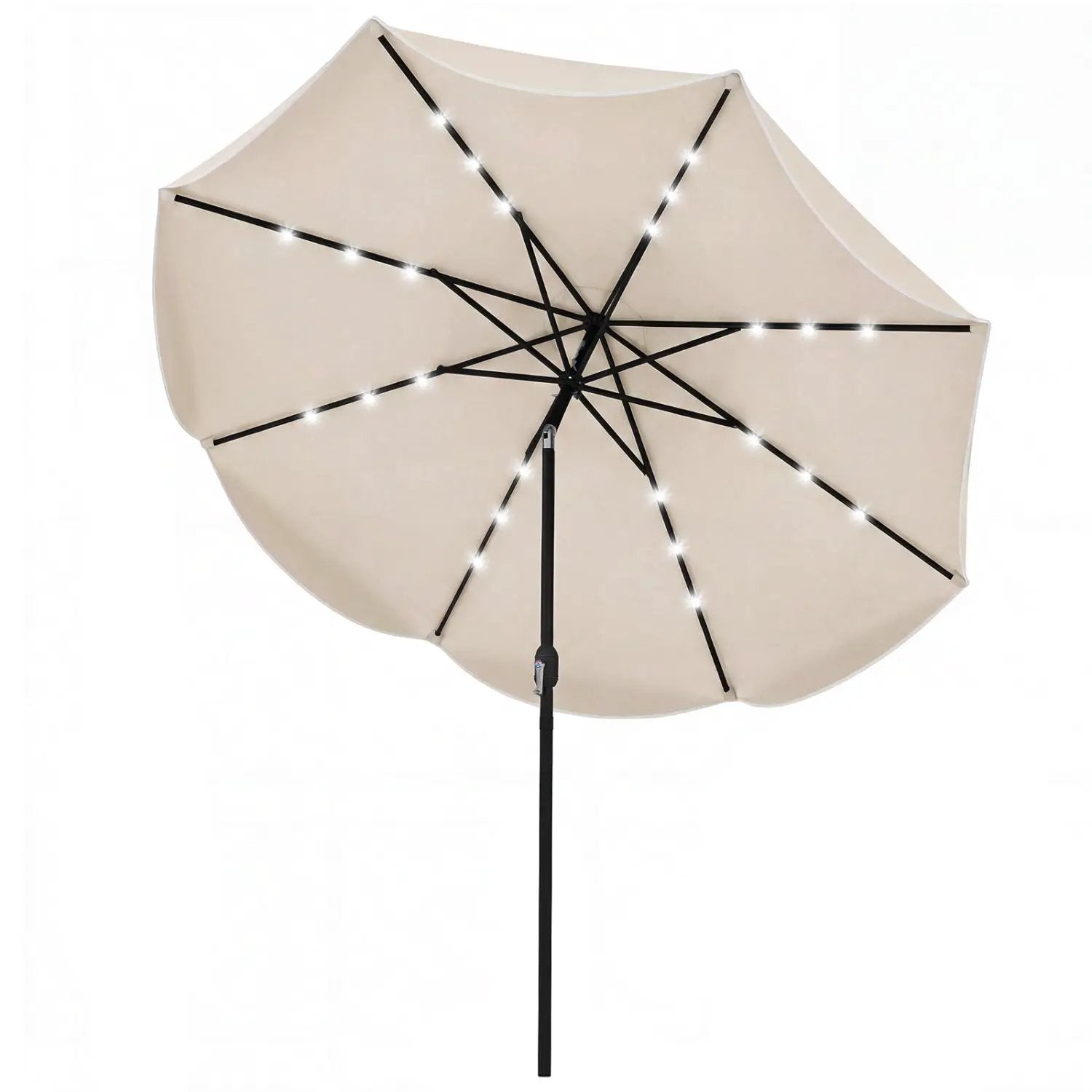 10 FT Scalloped Solar Patio Umbrella with 24 LED Lights and Tilt Adjustment by DirectDeals