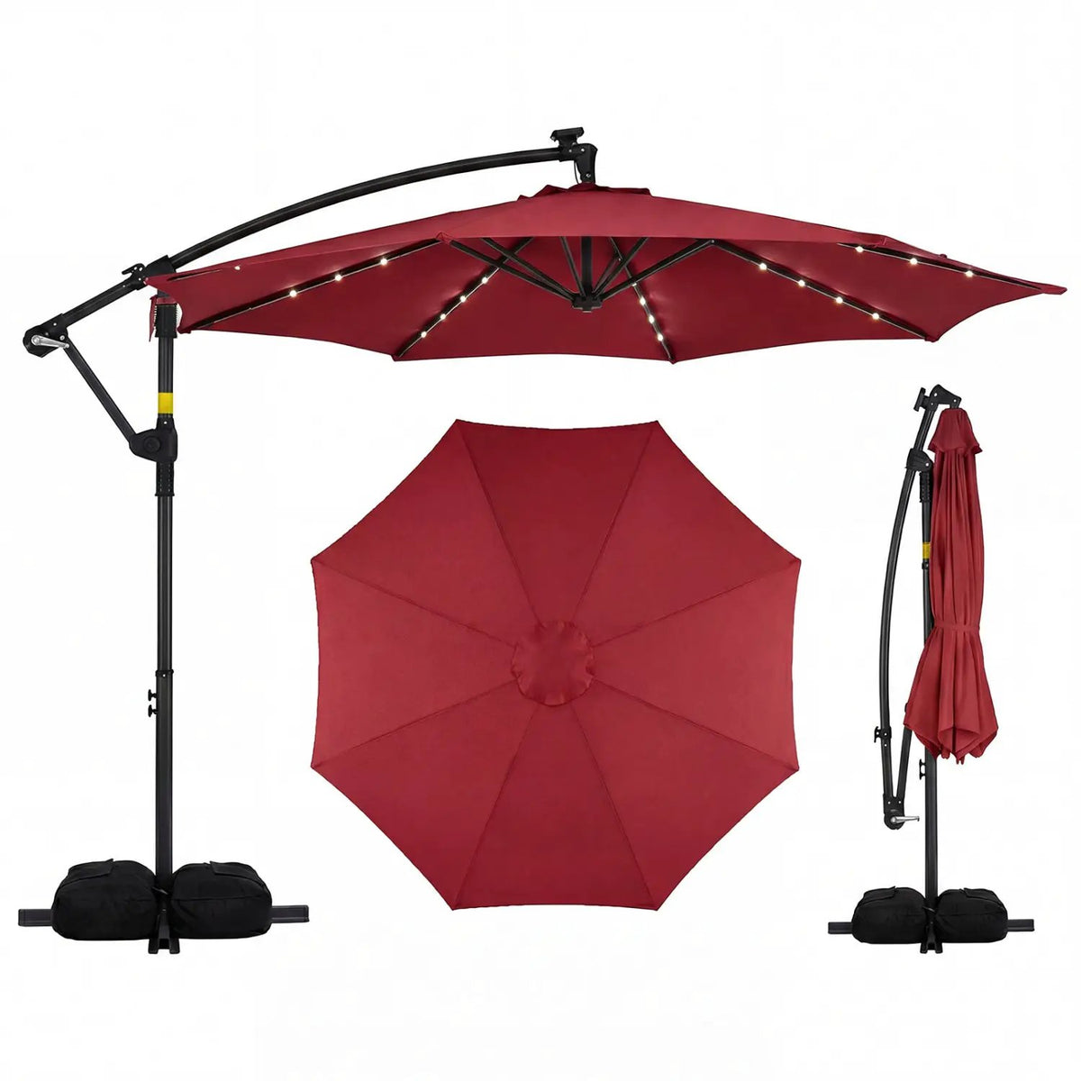 10 FT Solar LED Offset Cantilever Patio Umbrella Hanging Outdoor Market Umbrella, photo 2 of 6