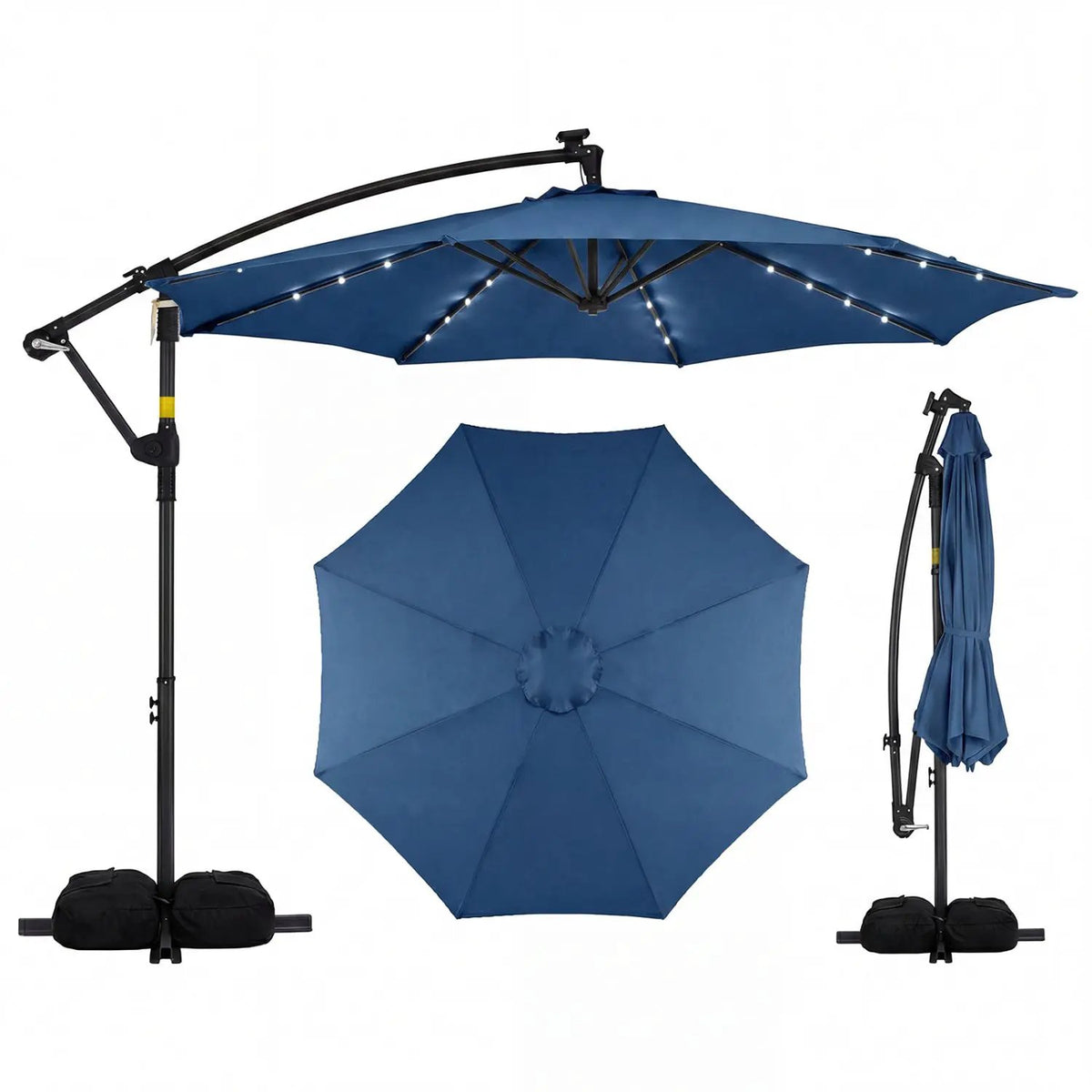 10 FT Solar LED Offset Cantilever Patio Umbrella Hanging Outdoor Market Umbrella, photo 3 of 6