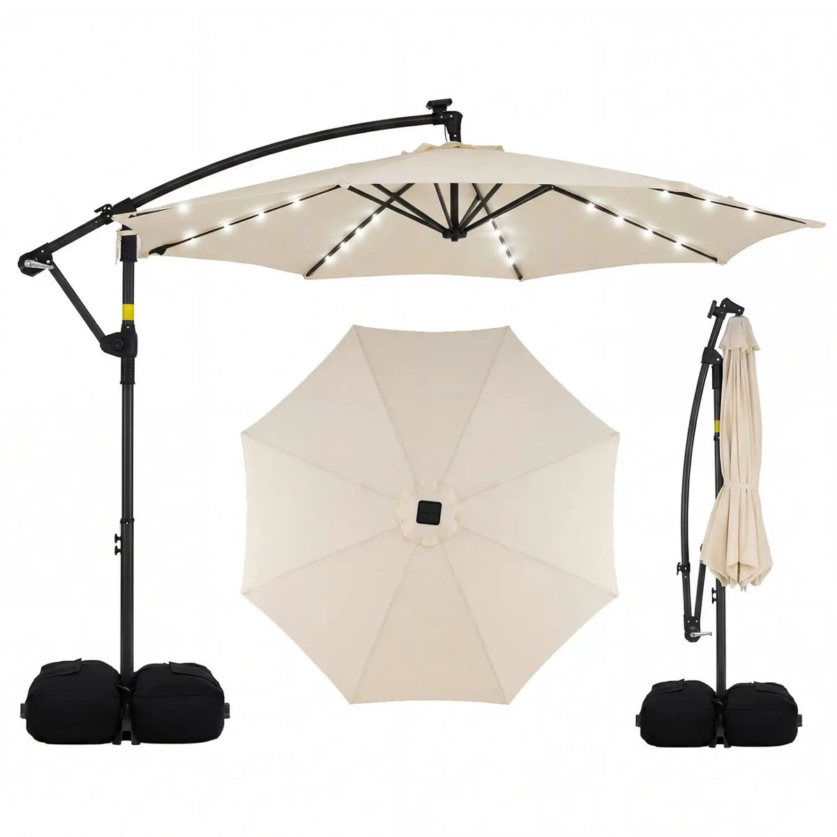 10 FT Solar LED Offset Cantilever Patio Umbrella Hanging Outdoor Market Umbrella, photo 4 of 6