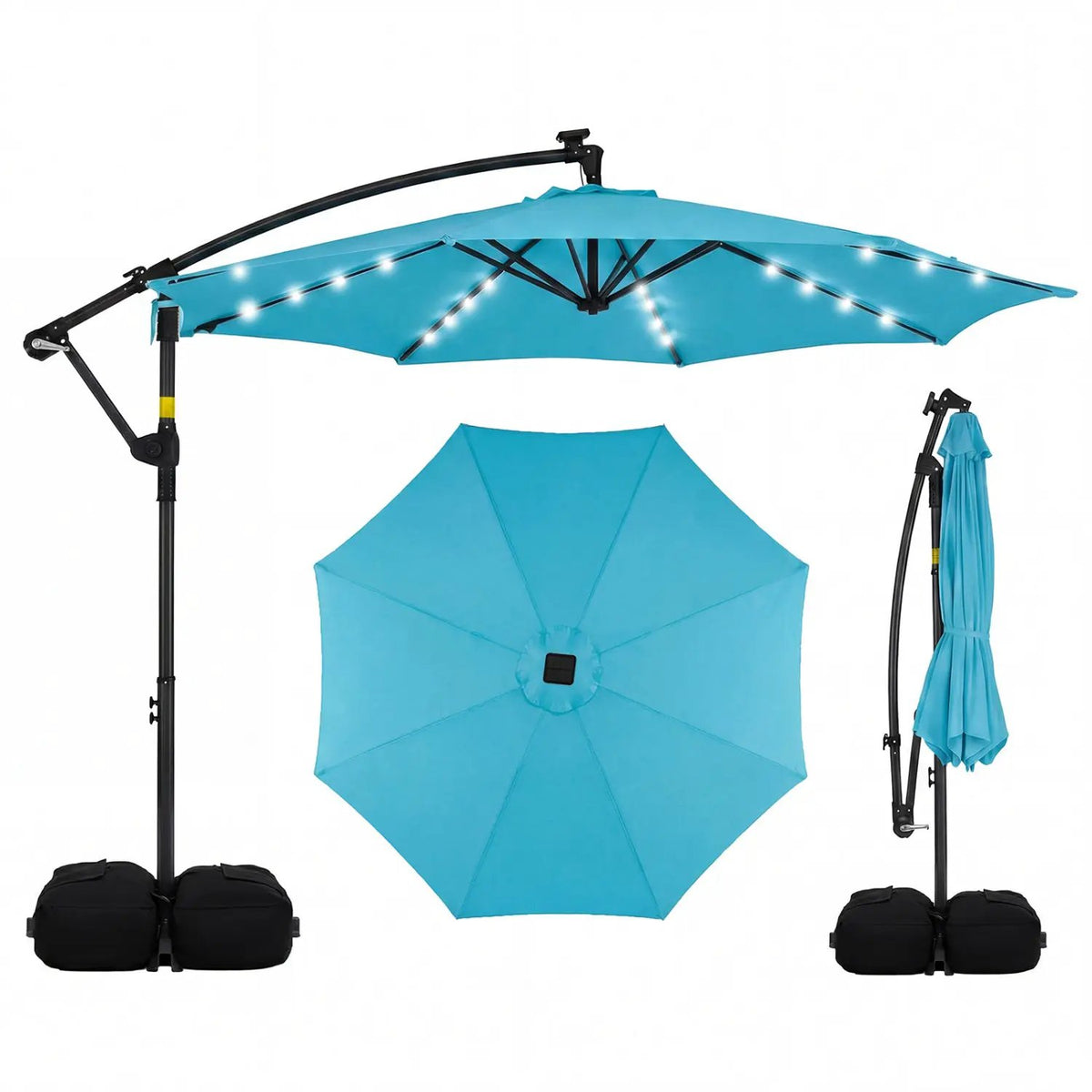 10 FT Solar LED Offset Cantilever Patio Umbrella Hanging Outdoor Market Umbrella, photo 6 of 6
