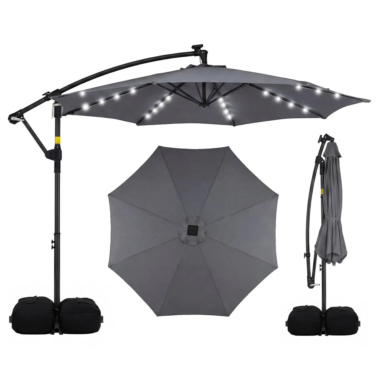 10 FT Solar LED Offset Cantilever Patio Umbrella Hanging Outdoor Market Umbrella, photo 5 of 6
