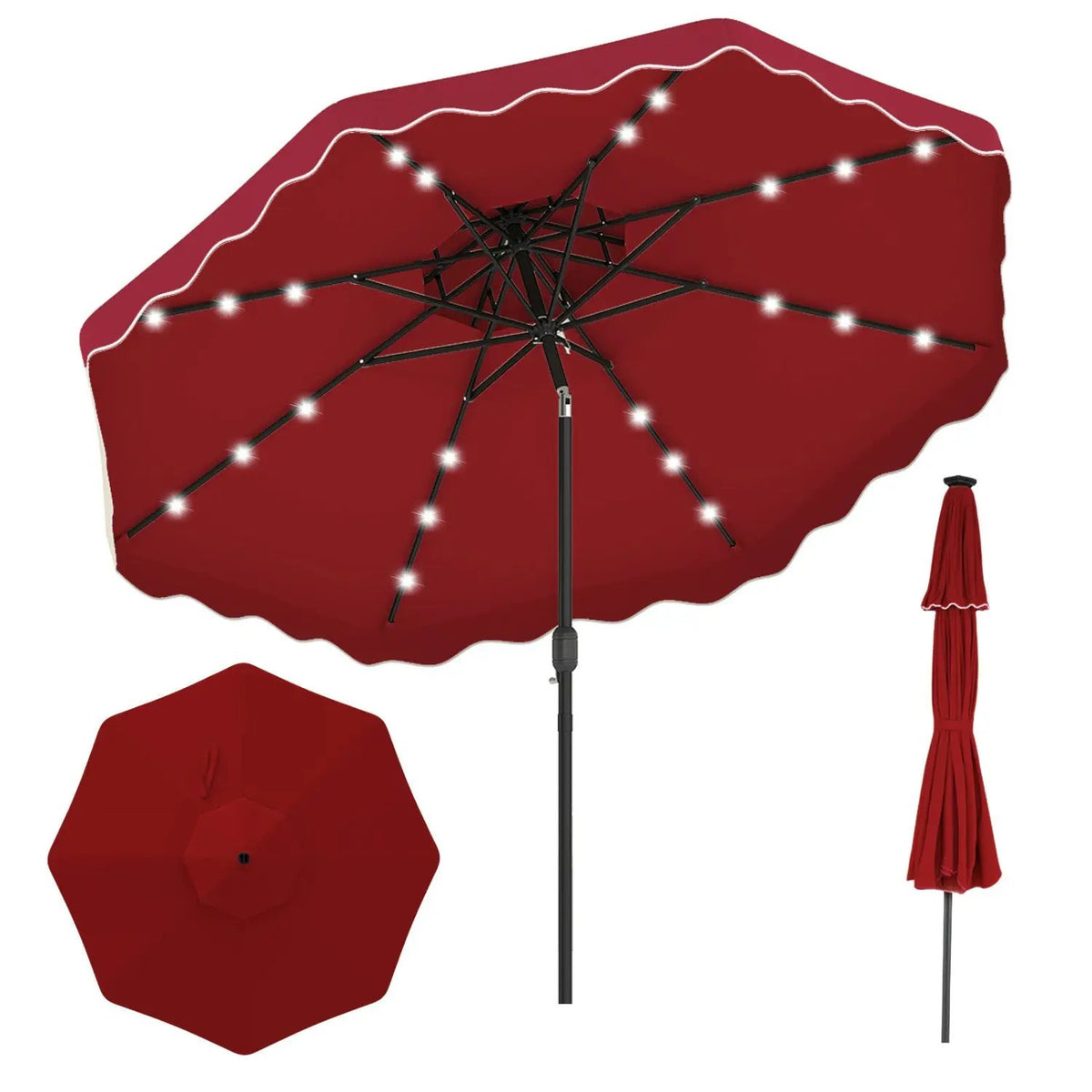 10 FT Solar LED Patio Umbrella for Deck and Pool, photo 7 of 40