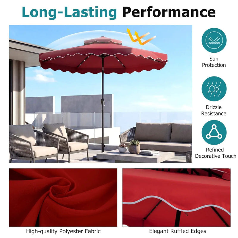 10 FT Solar LED Patio Umbrella for Deck and Pool by DirectDeals