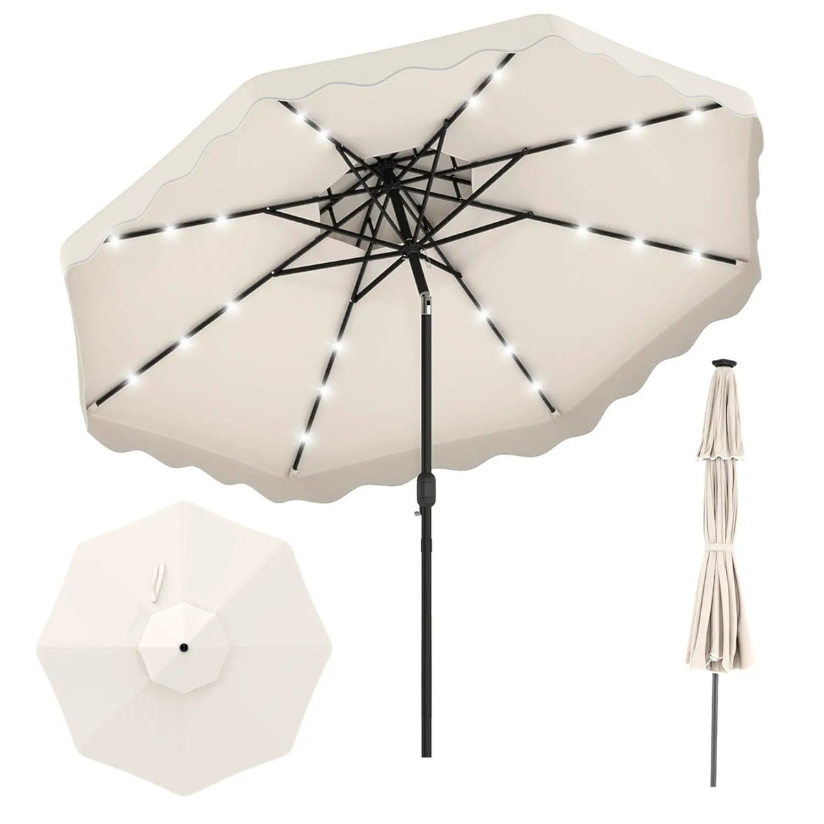 10 FT Solar LED Patio Umbrella for Deck and Pool, photo 5 of 40