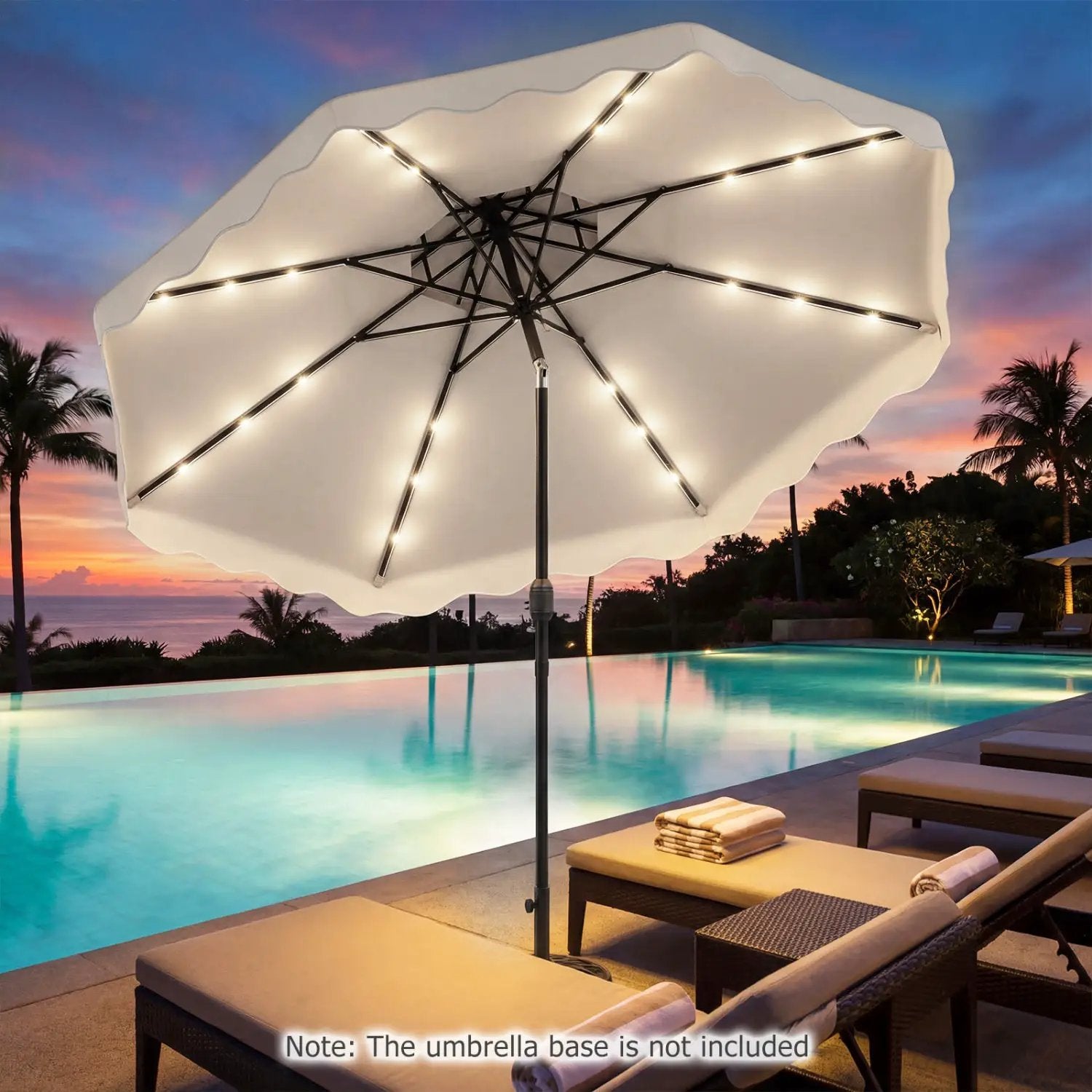 10 FT Solar LED Patio Umbrella for Deck and Pool by DirectDeals