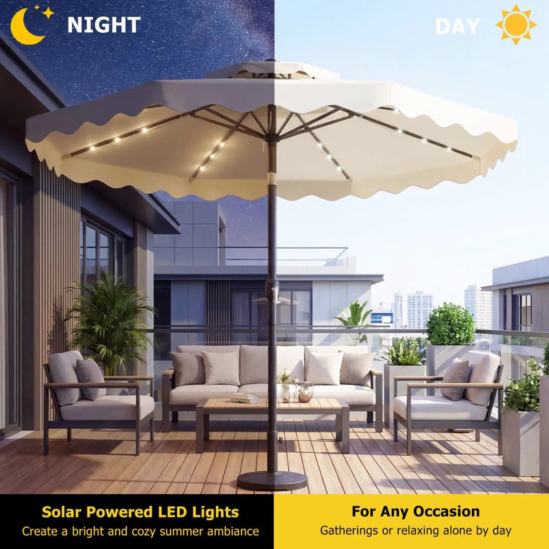 10 FT Solar LED Patio Umbrella for Deck and Pool by DirectDeals