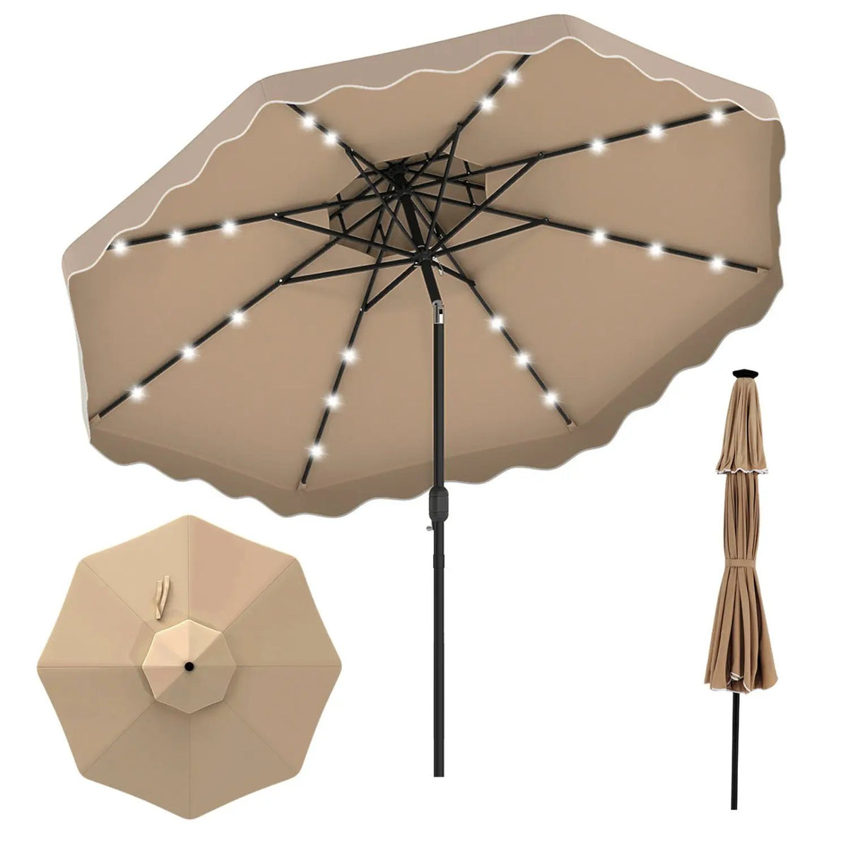 10 FT Solar LED Patio Umbrella for Deck and Pool, photo 2 of 40