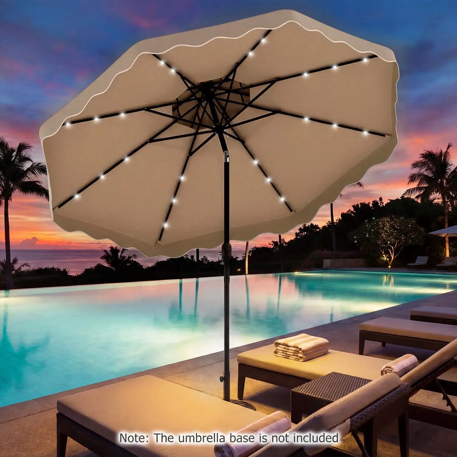 10 FT Solar LED Patio Umbrella for Deck and Pool by DirectDeals