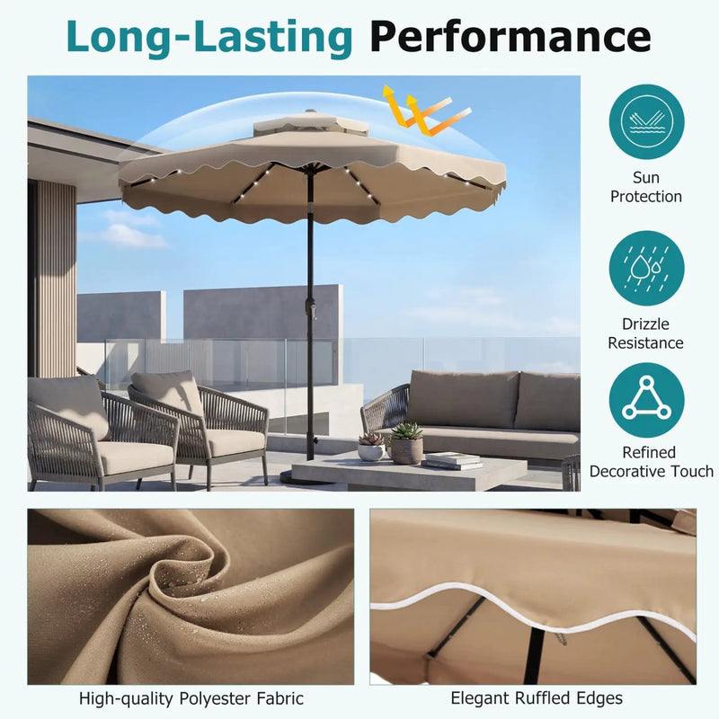 10 FT Solar LED Patio Umbrella for Deck and Pool by DirectDeals