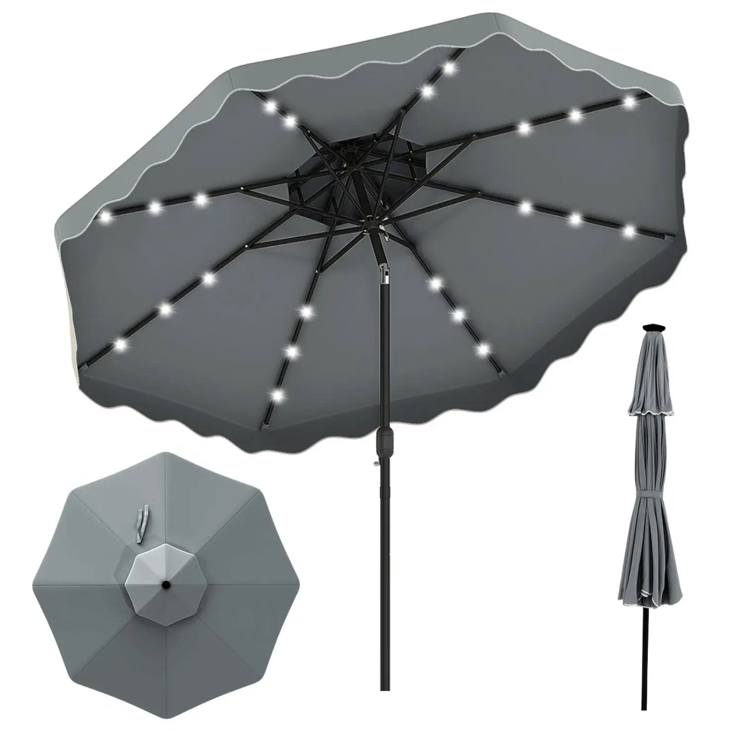 10 FT Solar LED Patio Umbrella for Deck and Pool by DirectDeals