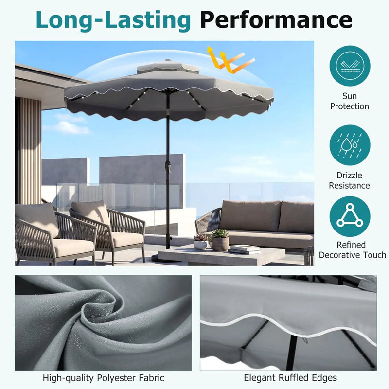 10 FT Solar LED Patio Umbrella for Deck and Pool by DirectDeals