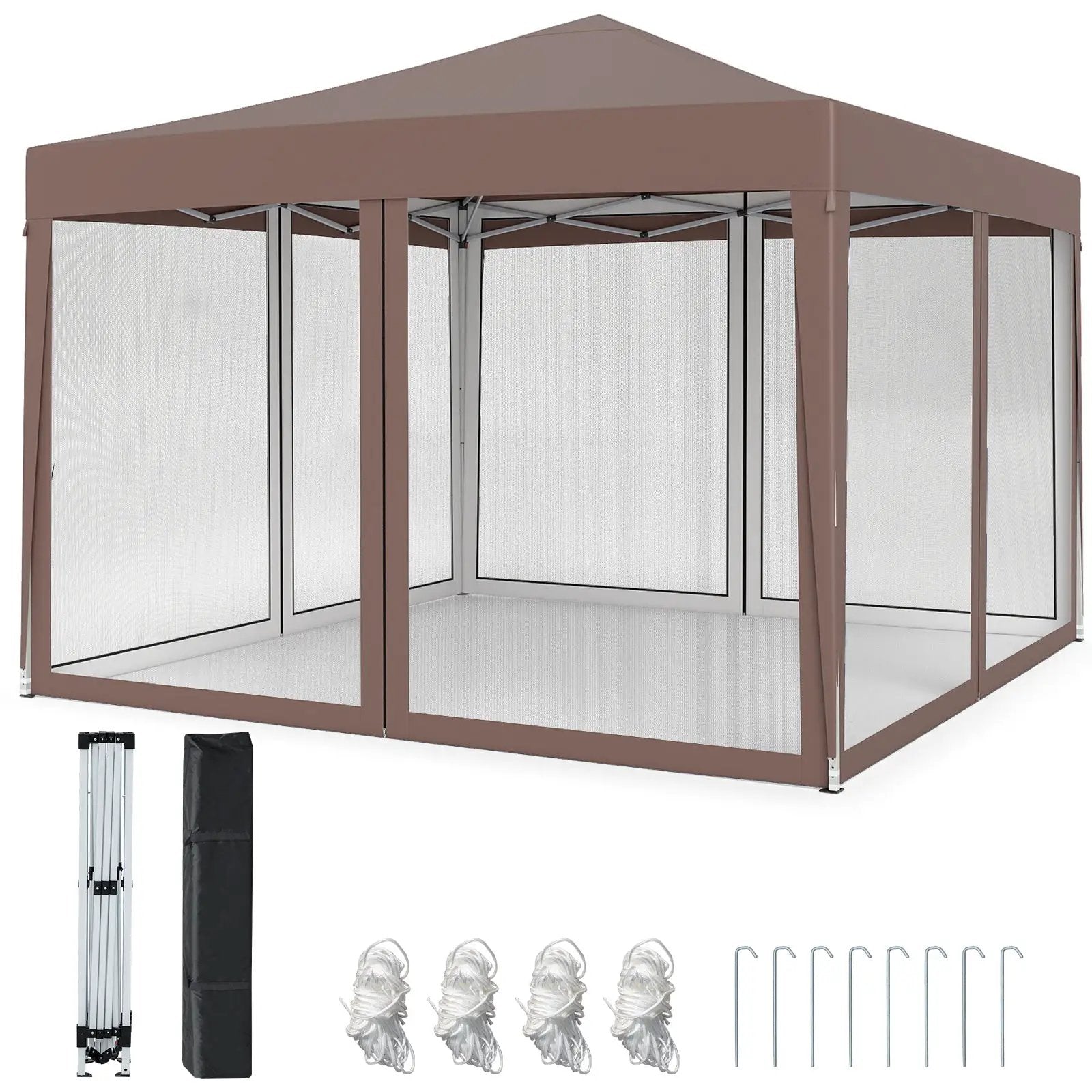 10 FT x 10 FT Pop-Up Canopy Tent Easy Setup Instant Folding Shelter with Mesh Netting by DirectDeals