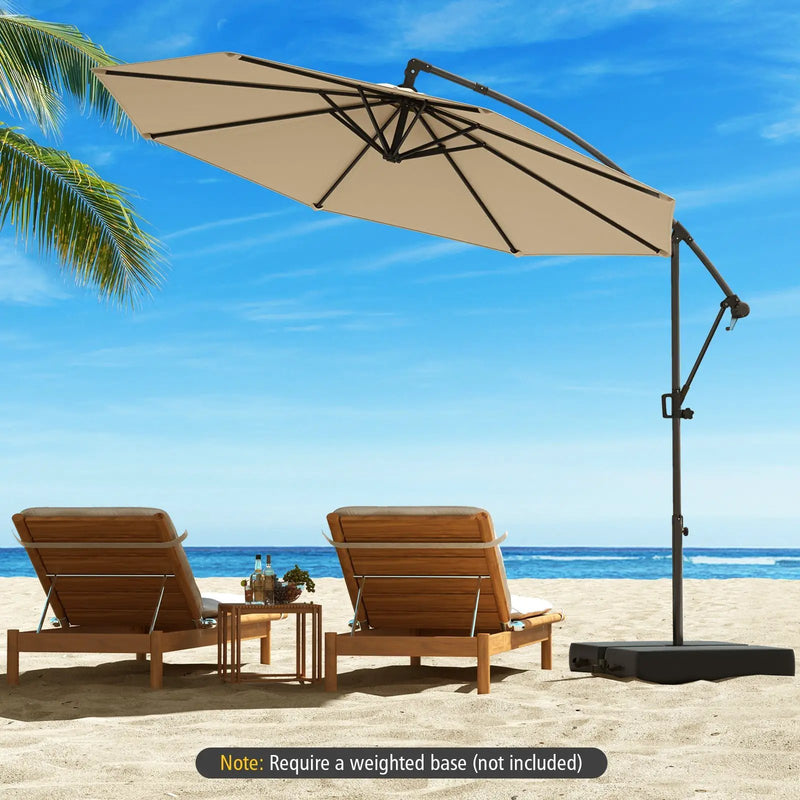 10 Feet Offset Hanging Umbrella with Base and Infinite Tilt by DirectDeals