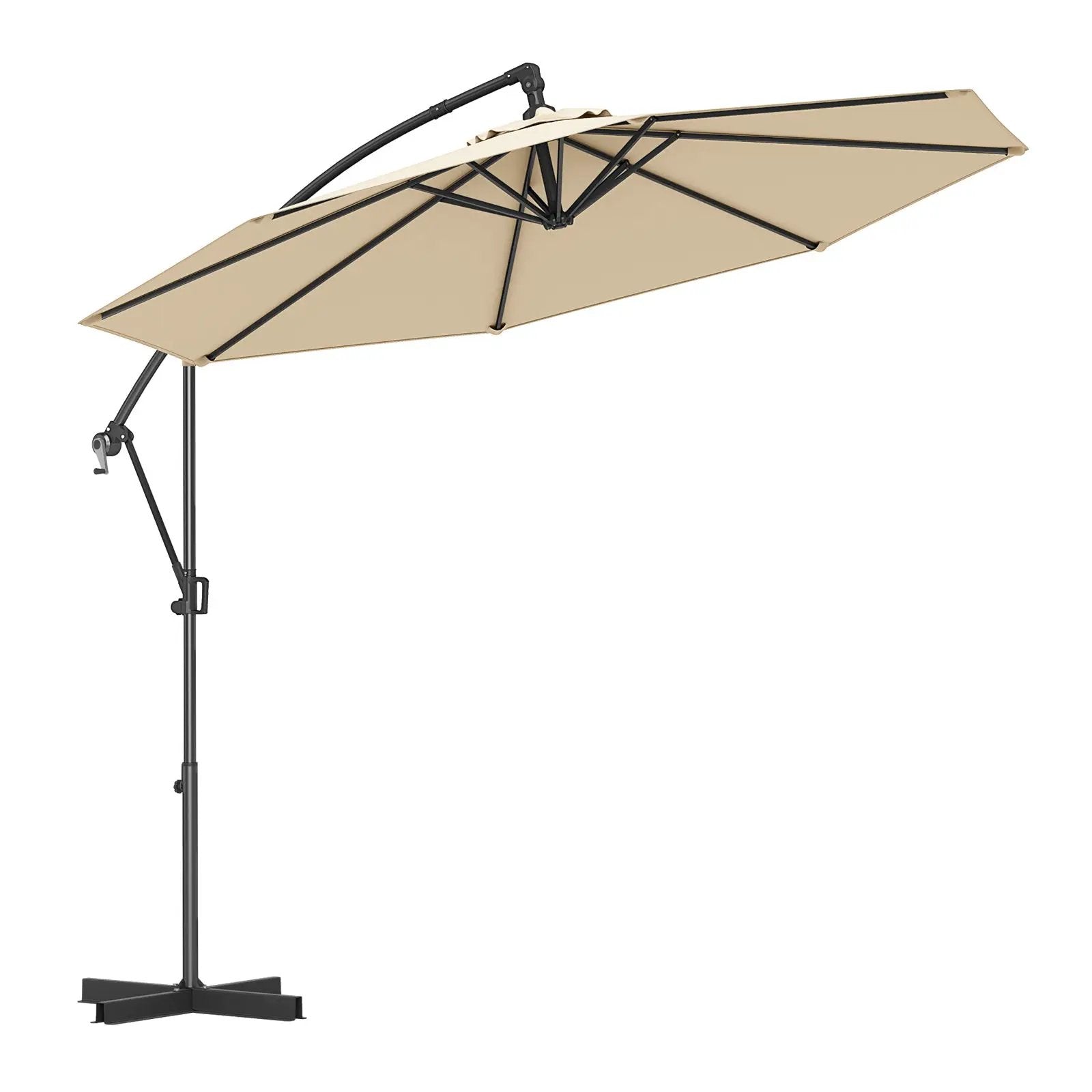 10 Feet Offset Hanging Umbrella with Base and Infinite Tilt by DirectDeals