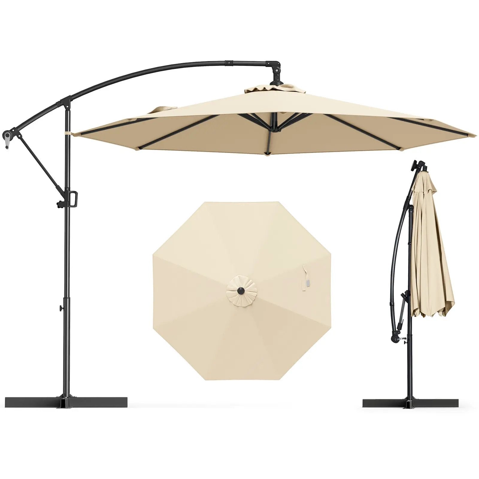 10 Feet Offset Hanging Umbrella with Base and Infinite Tilt by DirectDeals