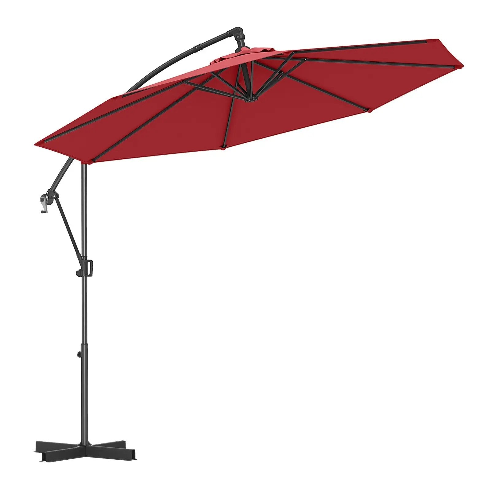 10 Feet Offset Hanging Umbrella with Base and Infinite Tilt by DirectDeals