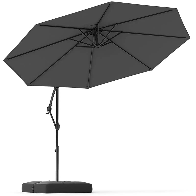 10 Feet Offset Hanging Umbrella with Base Patio Cantilever Umbrella with Tilt by DirectDeals