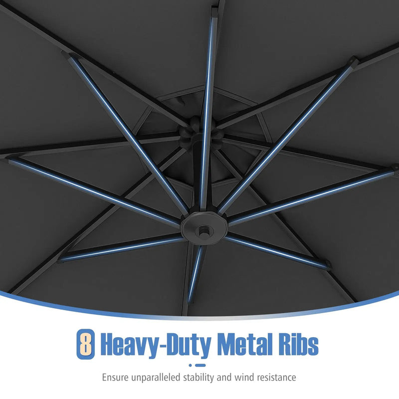 10 Feet Offset Hanging Umbrella with Base Patio Cantilever Umbrella with Tilt by DirectDeals