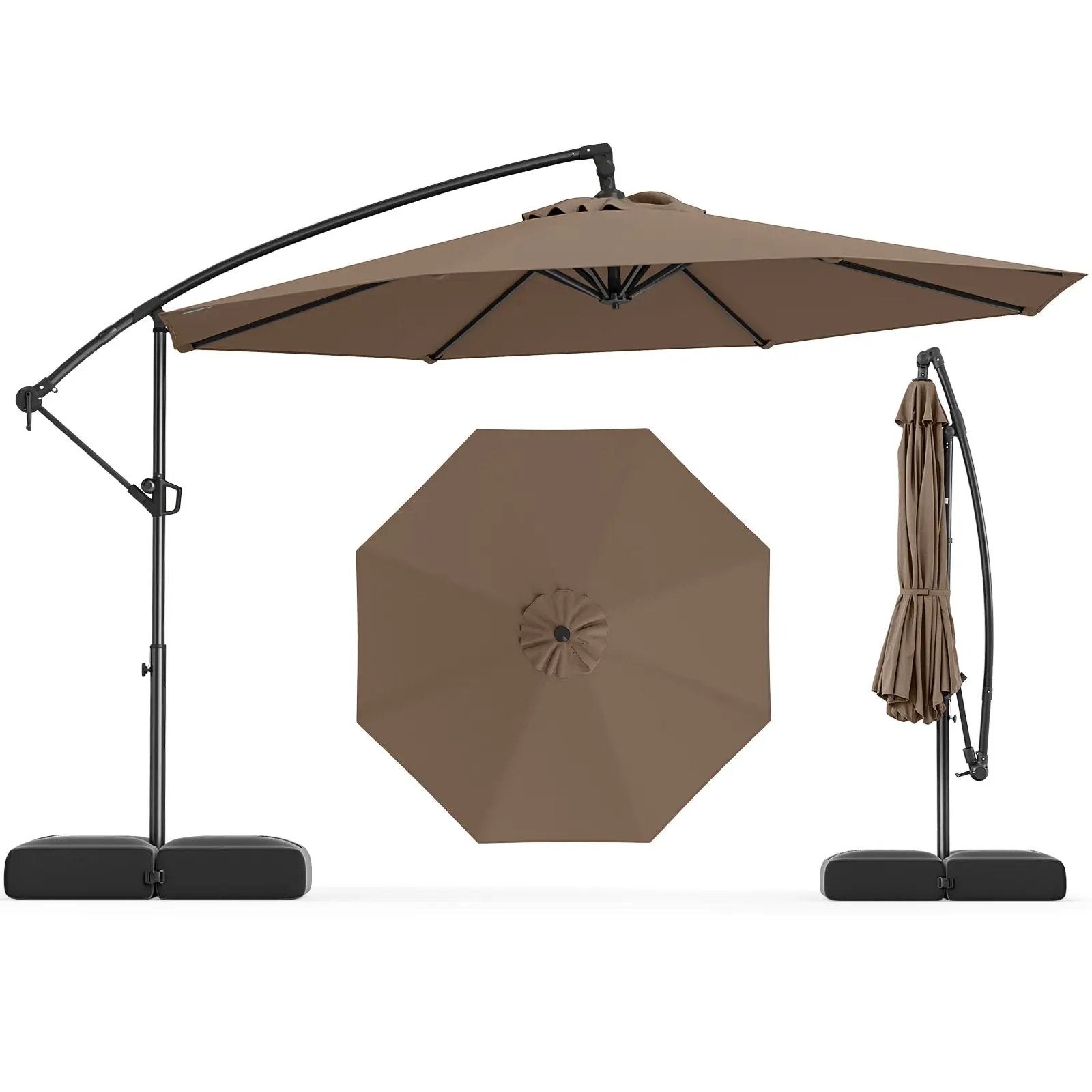 10 Feet Offset Hanging Umbrella with Base Patio Cantilever Umbrella with Tilt by DirectDeals