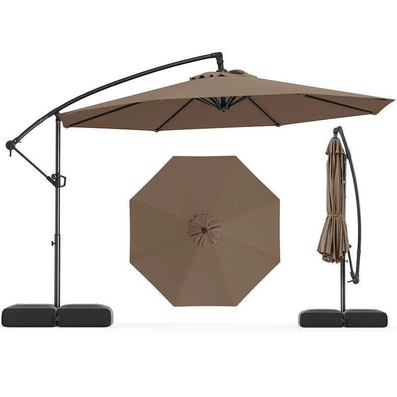10 Feet Offset Hanging Umbrella with Base Patio Cantilever Umbrella with Tilt by DirectDeals