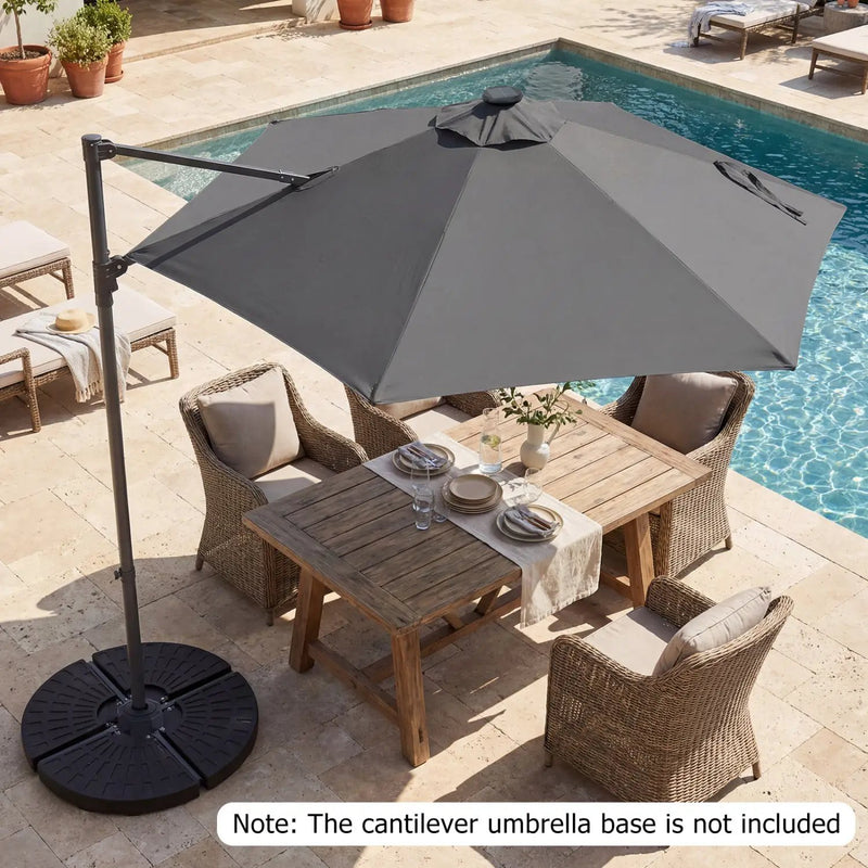 10 Feet Patio Cantilever Umbrella with Solar LED Lights by DirectDeals