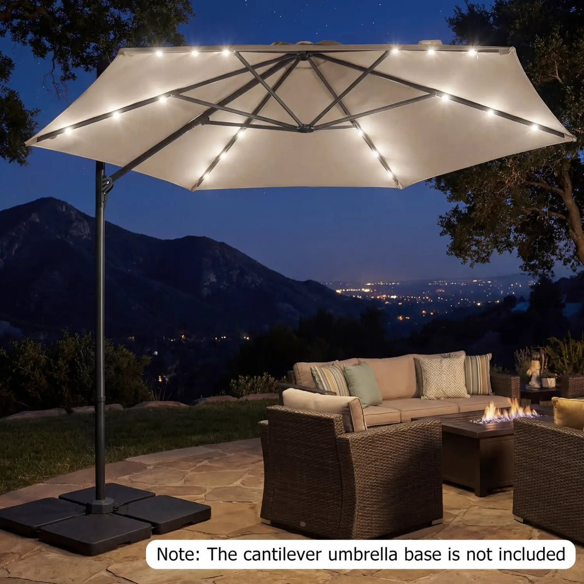 10 Feet Patio Cantilever Umbrella with Solar LED Lights, photo 29 of 40