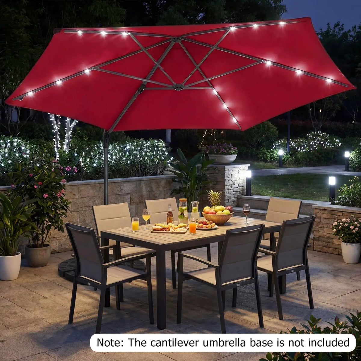 10 Feet Patio Cantilever Umbrella with Solar LED Lights, photo 6 of 40