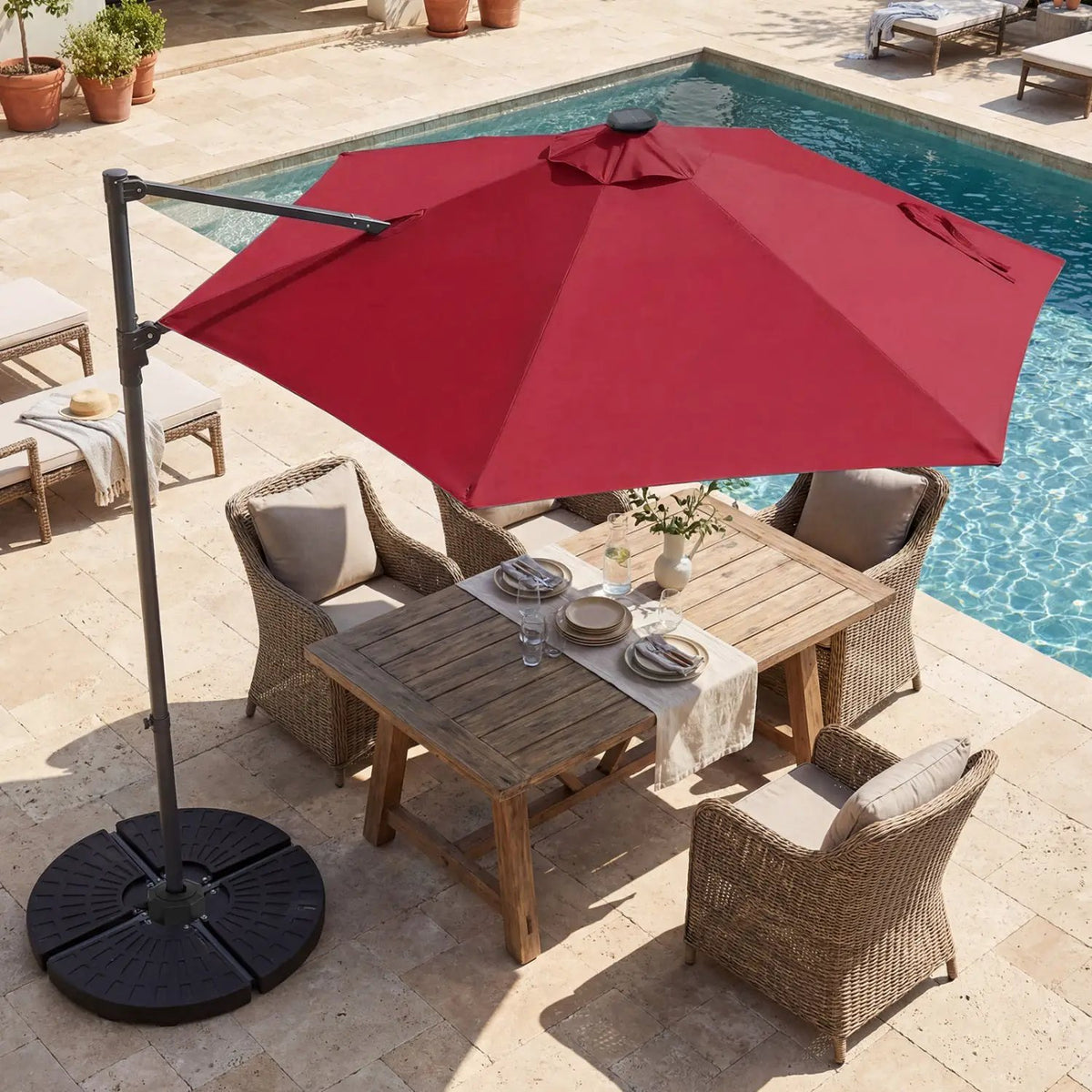 10 Feet Patio Cantilever Umbrella with Solar LED Lights, photo 9 of 40