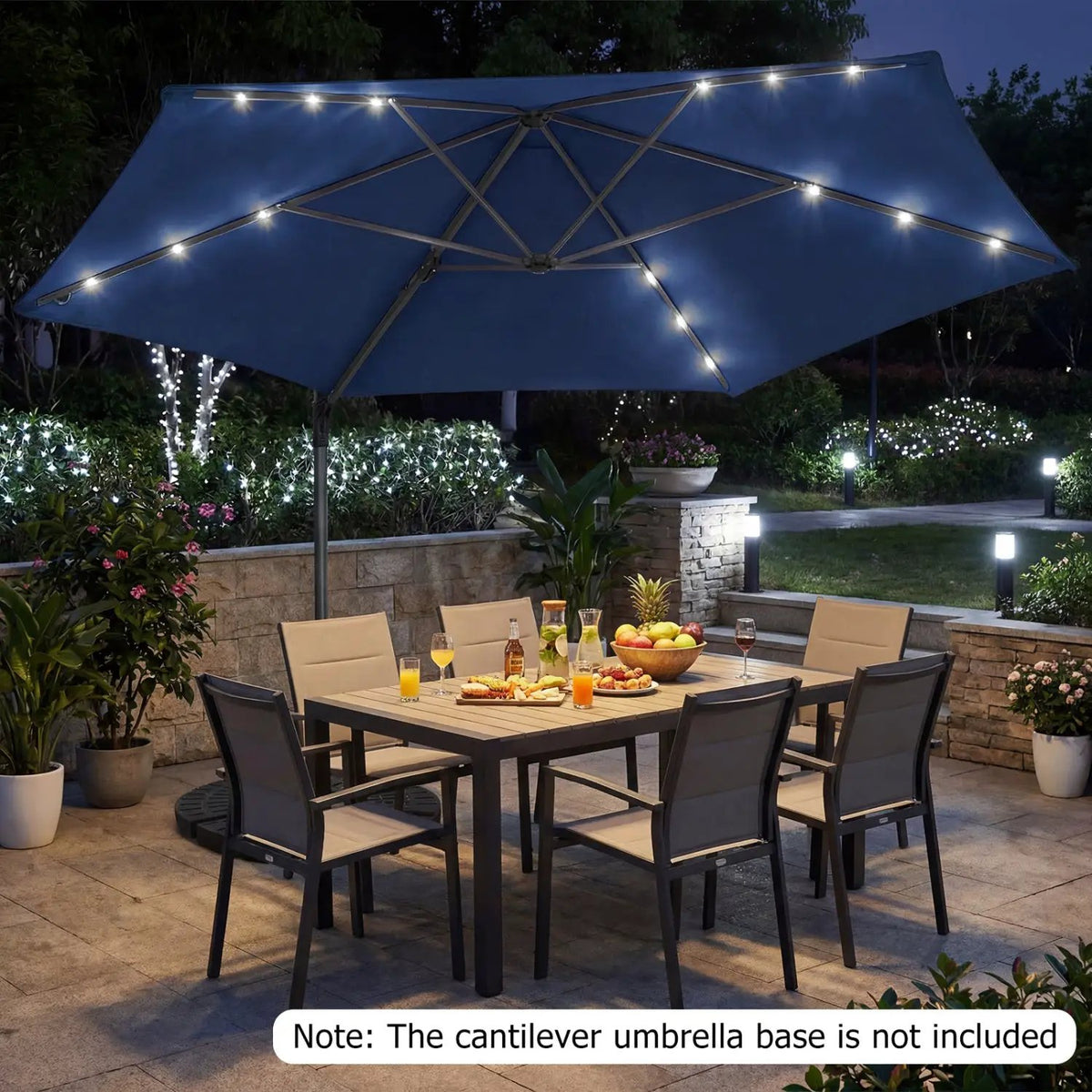 10 Feet Patio Cantilever Umbrella with Solar LED Lights, photo 20 of 40