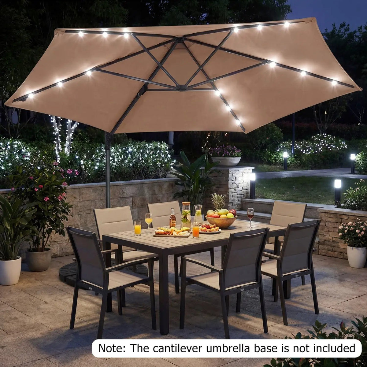 10 Feet Patio Cantilever Umbrella with Solar LED Lights, photo 34 of 40