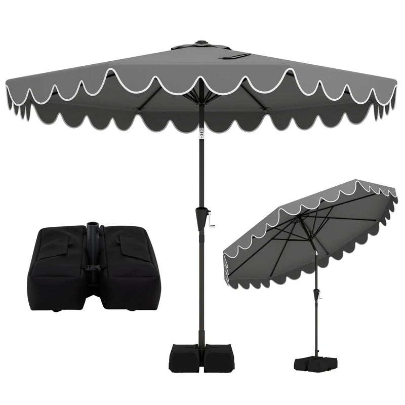 10 Feet Patio Umbrella with Weighted Base and Sandbags by DirectDeals