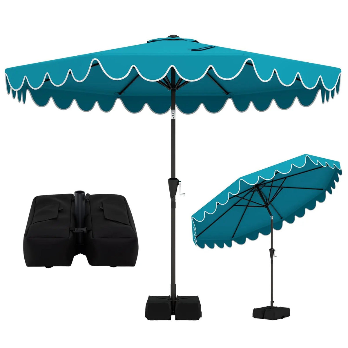 10 Feet Patio Umbrella with Weighted Base and Sandbags, photo 4 of 5