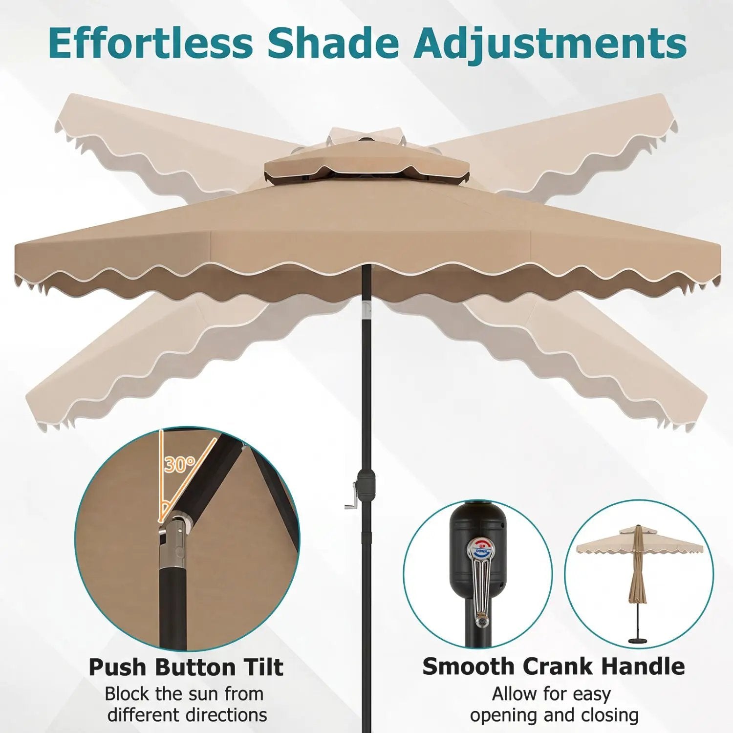 10 Ft Patio Umbrella with Push Button Tilt and Crank by DirectDeals