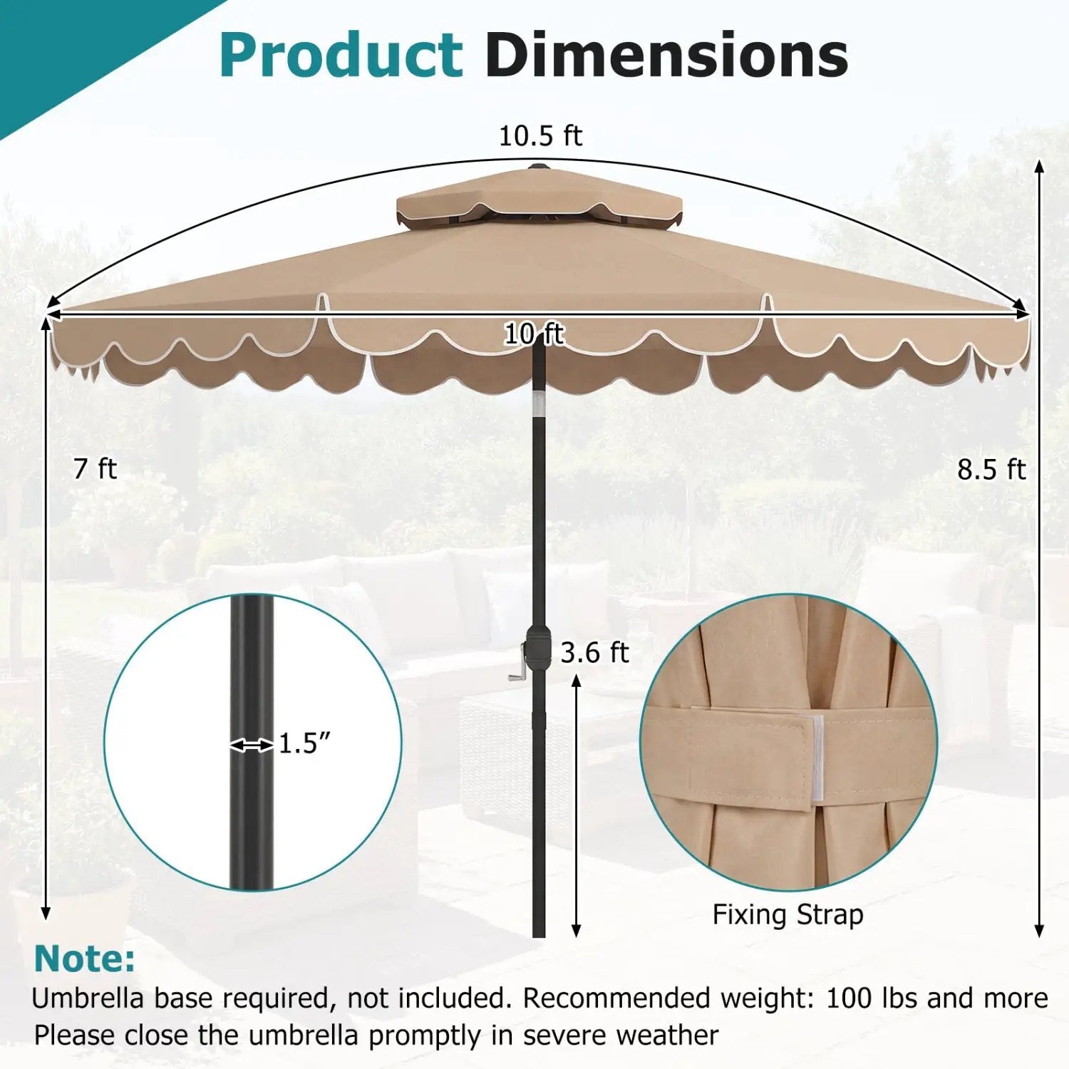 10 Ft Patio Umbrella with Push Button Tilt and Crank by DirectDeals