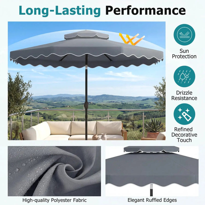 10 Ft Patio Umbrella with Push Button Tilt and Crank by DirectDeals