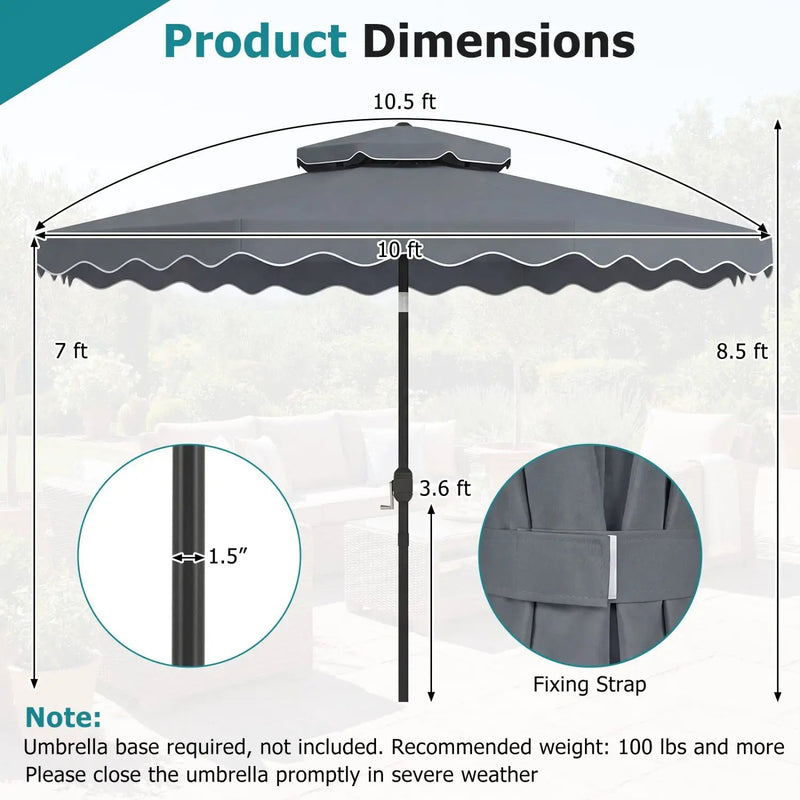 10 Ft Patio Umbrella with Push Button Tilt and Crank by DirectDeals