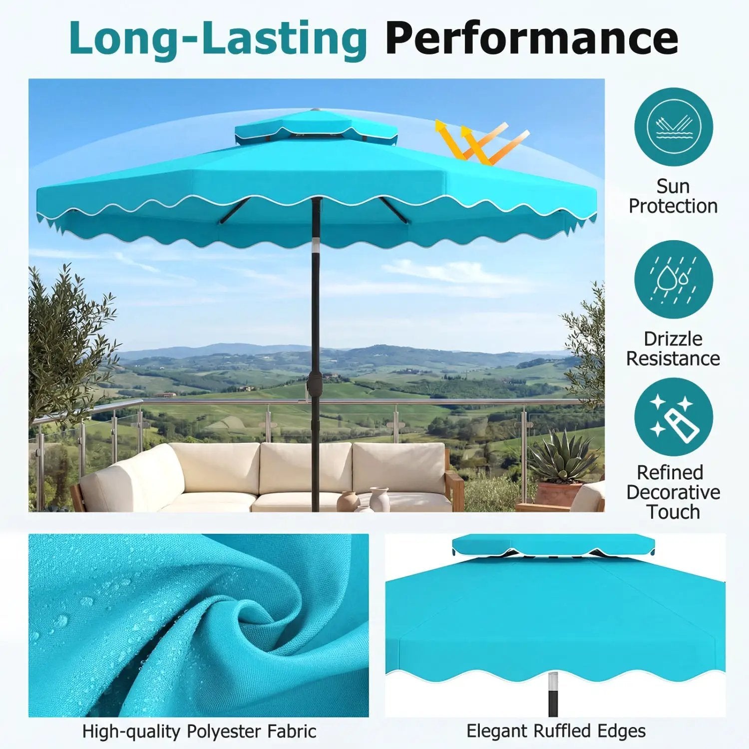 10 Ft Patio Umbrella with Push Button Tilt and Crank by DirectDeals