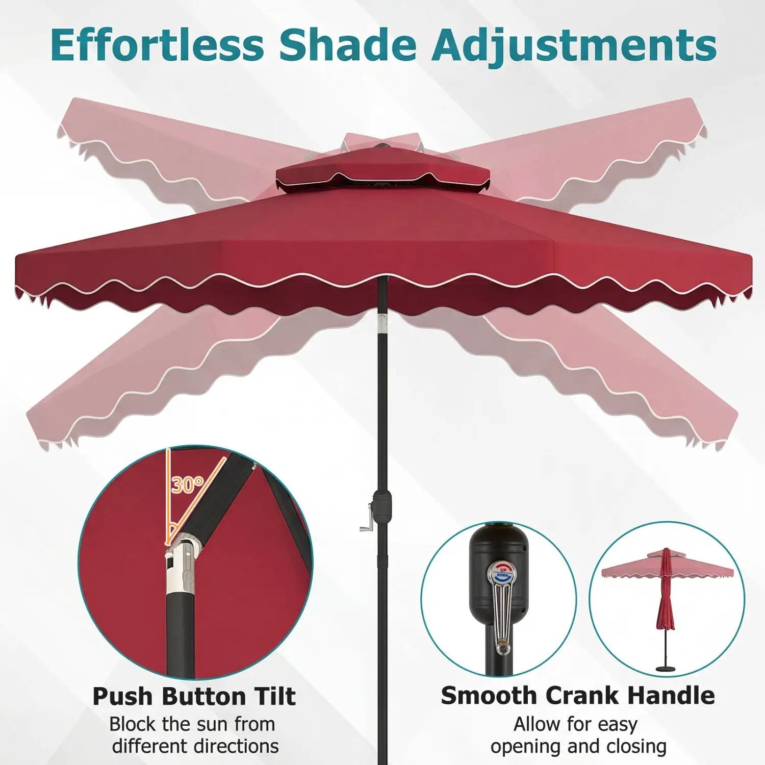 10 Ft Patio Umbrella with Push Button Tilt and Crank by DirectDeals