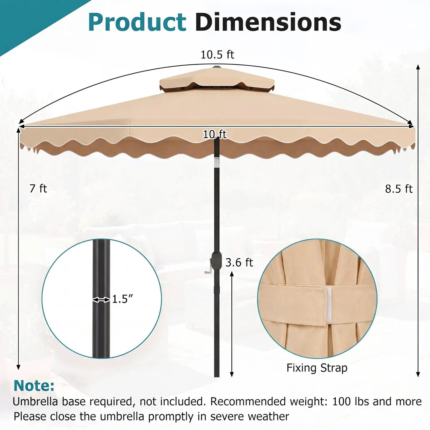 10 Ft Patio Umbrella with Push Button Tilt and Crank by DirectDeals