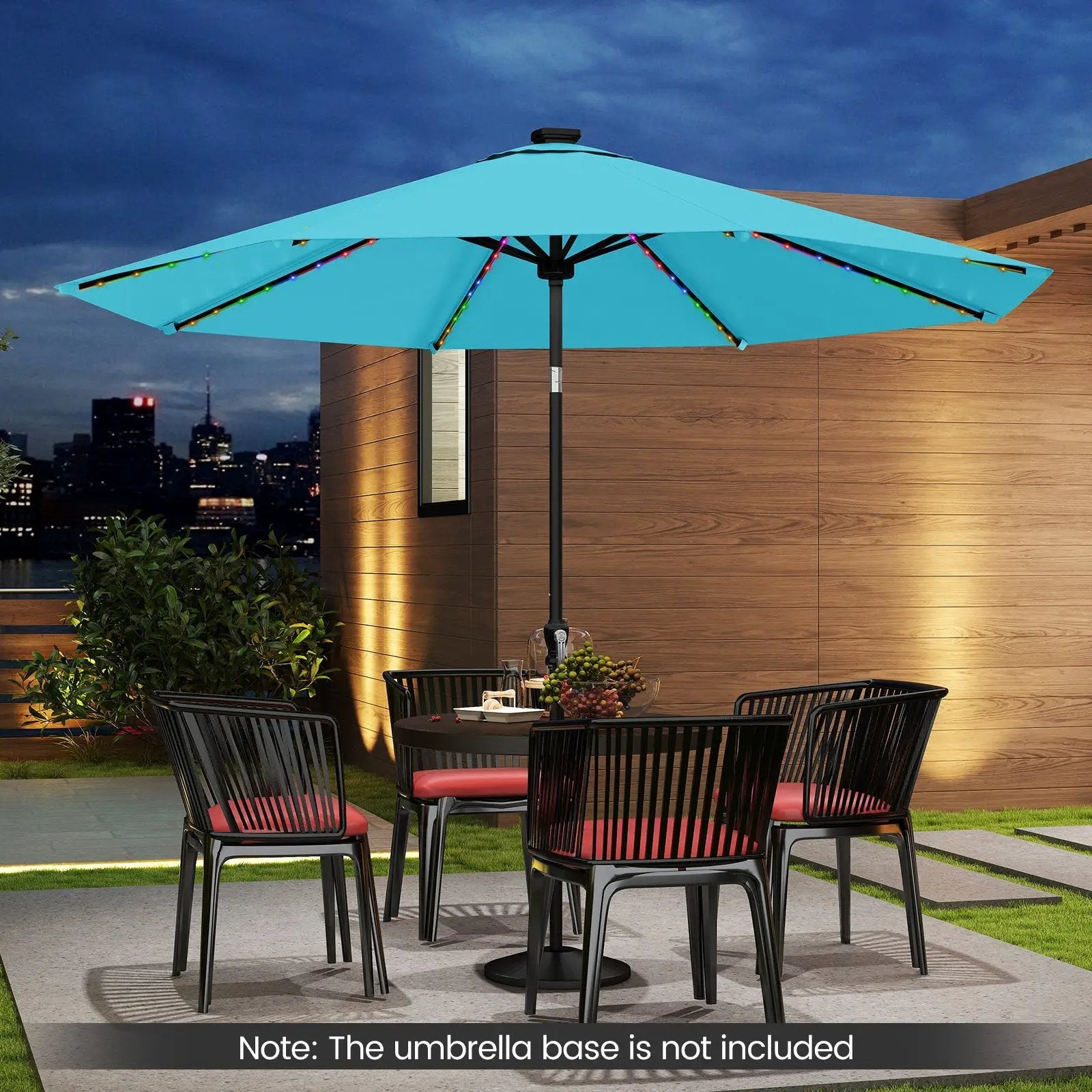 10 Feet Solar Patio Umbrella with 96 Multi-Colored Flowing LED Lights and Tilt Adjustment by DirectDeals