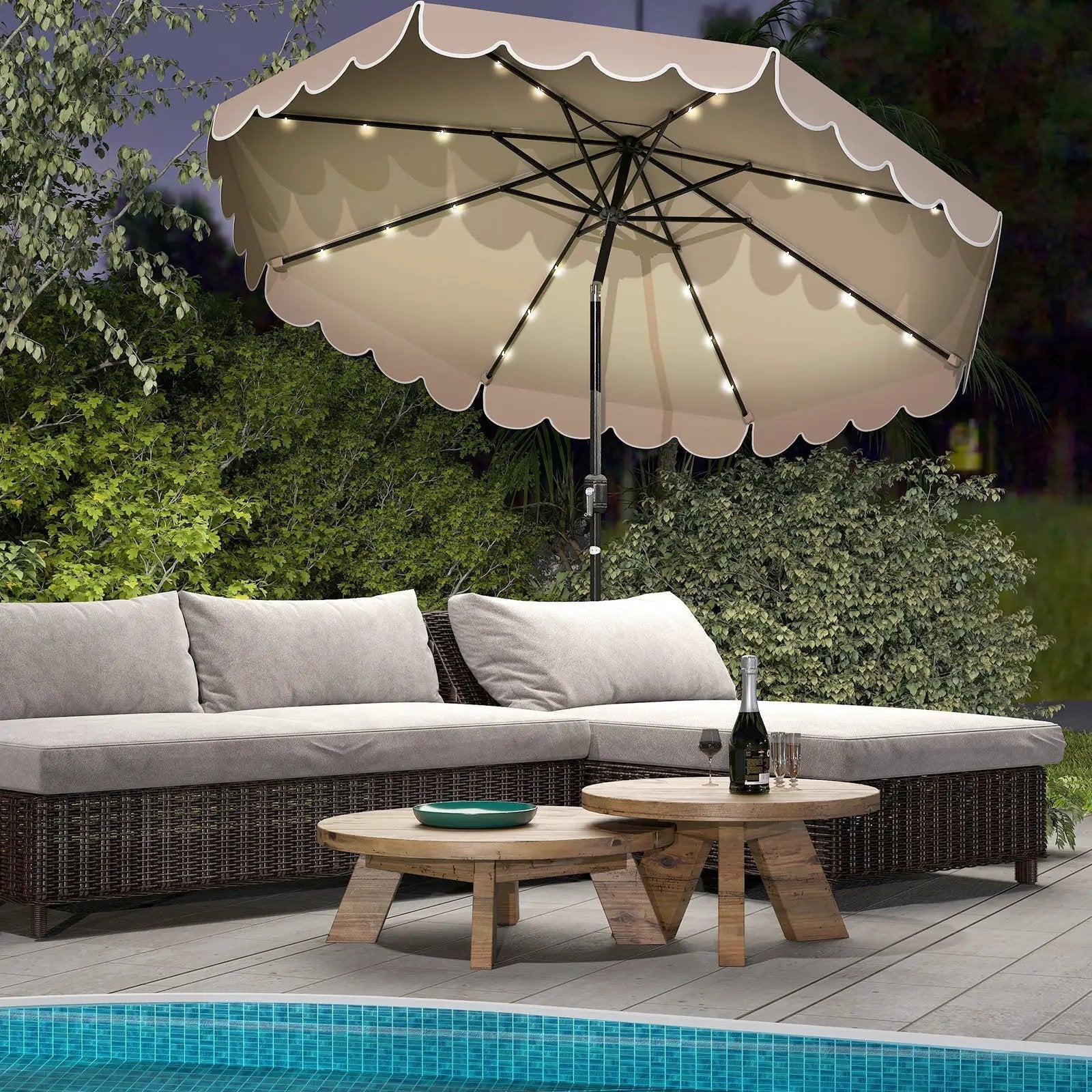 10 Feet Solar Patio Umbrella with 24 LED Lights by DirectDeals