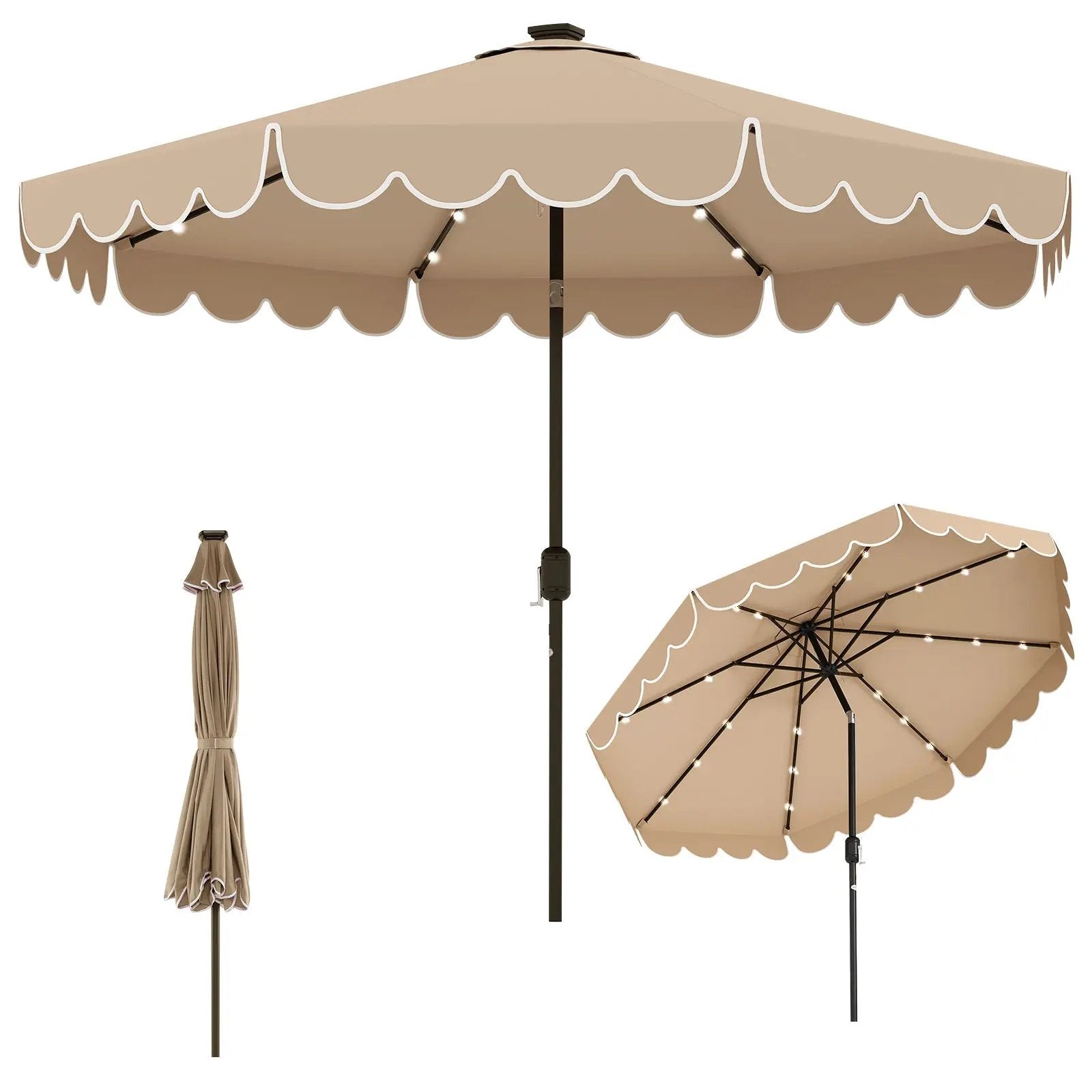 10 Feet Solar Patio Umbrella with 24 LED Lights by DirectDeals