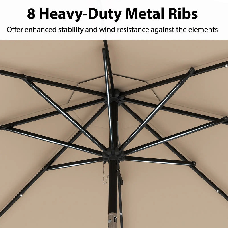 10 Feet Solar Patio Umbrella with 24 LED Lights by DirectDeals